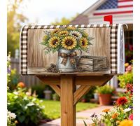 Sunflowers Couverture magnétique de boîte aux lettres en métal rustique pour décoration de jardin ou extérieur Jaune 53,3 x 64,9 cm