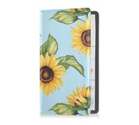 Sunflowers Étui portefeuille en cuir de qualité supérieure pour carte d'immatriculation et d'assurance automobile pour carte d'identité, permis de conduire, cartes d'information clés de contact Bleu