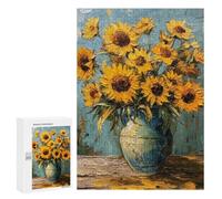 Sunflowers in Blue Vase Puzzle 1000 Pièces Educa Jouet en Bois Cadeau Unique Décoration Intérieure Jeu Éducatif Challenge Toy Adultes Et Enfants À Partir De 14 Ans 300 PCS