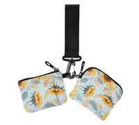 Sunflowers Lot de 2 porte-monnaie pour femme avec fermeture éclair Bleu layette, Tournesols Bleu layette, 1 size, Impression artistique