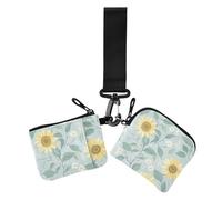 Sunflowers Lot de 2 portefeuilles fins et plats pour cartes d'identité avec poche zippée pour femme Bleu, Tournesols Bleu, 1 size, Décontracté