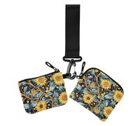 Sunflowers Nature Lot de 2 porte-monnaie pour femme avec fermeture éclair et dragonne pour un usage quotidien, tournesols nature, 1 size, Décontracté