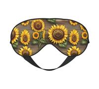 Sunflowers on Wooden Print Sleep Eye Mask Soft Adjustable Lightweight Blackout Blindfold Travel Pisolino Night Rest