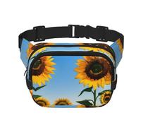 Sunflowers Sun Square Sac banane double couche réglable pour exercice, course à pied, voyage, randonnée, noir, One Size