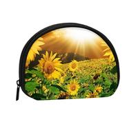 Sunflowers Under Clouds Mini porte-monnaie compact zippé pour pièces de monnaie, clés et petits objets