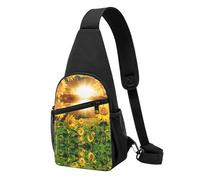 Sunflowers Under Clouds Sac à bandoulière décontracté en polyester durable avec plusieurs poches et porte-clés Sangle réglable pour homme et femme
