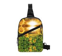 Sunflowers Under Clouds Sac de sport pliable à bandoulière léger avec plusieurs poches, tissu polyester résistant à l'eau, sac à dos de voyage compact