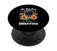Sunflowers Valentine's Day Puli Dog Valentines PopSockets PopGrip Adhésif
