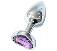 Sunfo - plug anal métal bijou cœur pierre violette - argent