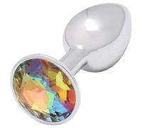 Sunfo - plug anal métal - bijou pierre jaune - argenté