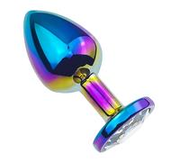 Sunfo - plug anal métallique avec pierre blanche (arc-en-ciel)