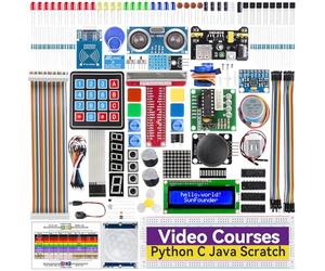 SunFounder Da Vinci Starter Kit pour Raspberry Pi 5 4B 3B B+ 400, Zero 2 W, Python C Java Scratch Node.js, Tutoriels en Ligne et Cours vidéo pour débutants et Experts (Raspberry PI Non Inclus)