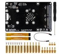 SUNFOUNDER Dual NVMe Raft pour Raspberry Pi 5 PCIe Gen 2.0 vers M.2 HAT Key-M SSD Hailo-8L AI Accelerator PIP M.2 2230/2242/2260/2280 NAS RAID 0/1, indicateurs LED, manuel