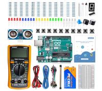 SunFounder Kit de démarrage Beginner's Lab avec carte Arduino Uno R3 REV3 originale, multimètre, 34 projets, carte d'essai, batterie HCSR-04, conforme RoHS, pour débutants et ingénieurs