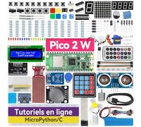 SunFounder Raspberry Pi Pico 2W Ultimate Starter Kit avec 110+Tutoriels Vidéo Cours en ligne, 96 Projets (16 Projets IoT), MicroPython, C++ (Compatible avec Arduino IDE)