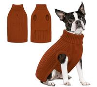 SUNFURA Pull pour chien de taille moyenne comme un garçon, chaud et doux pour l'automne et l'hiver à col roulé de couleur unie pour carlin, yorkshire, terrier de Boston, rouge brique, taille M