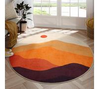 Sungea Tapis rond pour salon, chambre à coucher, antidérapant, lavable, résistant aux taches, chambre d'enfant, dortoir, salle de jeux (orange)