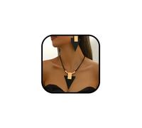 sunglnl Parure de bijoux en or pour femme, pendentif géométrique, triangle noir, collier et boucles d'oreilles, ensemble vintage tendance bohème minimaliste, cadeau, Large, Acier allié Acrylique, Pas