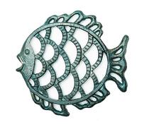 Sungmor Dessous de Plat Mignon Gros Poissons en Fonte Heavy Duty - 7 × 7,48 × 0,74 Pouces - Supports antirouille de Style Rustique rétro pour Supports de casseroles ou théière