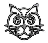 Sungmor Dessous de plat robuste en fonte antirouille pour table de cuisine ou de salle à manger, 16 x 13 cm avec joli motif de chat noir vintage