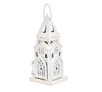 Sungmor Lanterne décorative en fonte - 22 cm de haut - Blanc rustique - Lanterne à bougie d'église vintage pour terrasse, porche, mariage, centre de table