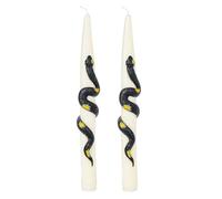 Sungmor Lot de 2 bougies coniques décoratives de luxe - Bougies parfumées ivoire avec serpent noir enveloppées, 22,9 cm, chandeliers faits à la main pour décoration gothique, autels mystiques