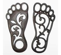 Sungmor Lot de 2 marchepieds en fonte robustes pour porte d'entrée, 30 cm de long, en métal robuste, empreinte gauche et droite, tapis décoratif rétro élégant pour jardin, pelouse, allée, aménagement