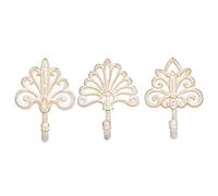 Sungmor Lot de 3 crochets muraux décoratifs en fonte - Design vintage orné avec finition blanche vieillie - Cintres muraux rustiques robustes pour entrée, salle de bain, cuisine ou chambre à coucher