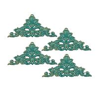 Sungmor Lot de 4 plaques murales décoratives en fonte - Style victorien - Motif fleur de lys en finition verte antique, 30 cm, décoration murale défilée pour la maison et le salon