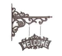 Sungmor Panneau de bienvenue vintage en fonte à suspendre, support mural décoratif, panneau de bienvenue extérieur, panneau mural rustique à suspendre pour porte d'entrée, panneau décoratif de jardin