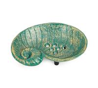 Sungmor Porte-savon en fonte robuste vintage pour évier de cuisine et salle de bains, jolie forme de coquillage, porte-savon/éponge vert antique, porte-bijoux décoratif