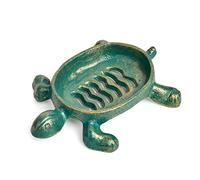 Sungmor Porte-Savon en Fonte très résistant, en Forme de Tortue, Finition Verte et dorée Antique, pour évier de Cuisine et Salle de Bains, Pratique et décoratif