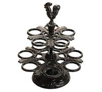 Sungmor Support à œufs en fonte robuste pour décoration de comptoir - Cuisine et salle à manger Organisation pour œufs stroages Dsiplay - Vintage Marron foncé et design en forme de coq - 12 œufs