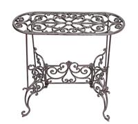 Sungmor Table de jardin robuste en fonte - 57,6 cm Support en métal- Étagère d'angle décorative et vintage pour intérieur ou extérieur pour pots de fleurs, ornements, livres et plus encore