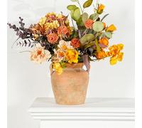 Sungmor Vase de fleurs rustique en céramique avec poignées, vase décoratif en terre cuite de 17,8 cm, vases texturés en ciment pour décoration d'intérieur, fleurs fraîches d'intérieur, arrangements