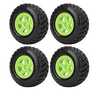 SUNGOOYUE 4PCS 1/10 RC Car Wheels Set, Durable RC Short Truck Running Wheels with Rubber Tire Set pour HOBAO 10SC Slash Accessoire(Vert)