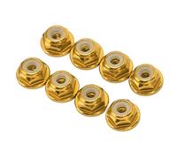 SUNGOOYUE 8 Pièces 1/24 M2 écrou anti-desserré, Doublure en Nylon à Bride en Alliage D'aluminium écrous Hexagonaux Autobloquants, avec Conception Autobloquante, pour Voiture Axiale SCX24 (GOLD)