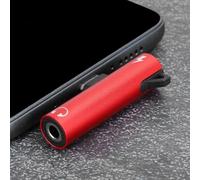 SUNGOOYUE Adaptateur 2 en 1 de Type C vers 3,5 Mm avec Chargement, Alliage d'aluminium, Compatible avec Les Appareils Moto Z et LeEco, Argent Noir doré Rouge Rose (Rouge)