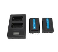 SUNGOOYUE Batterie D'appareil Photo, Remplacement Haute capacité 1800 MAh avec Double Chargeur LCD USB, pour Caméscope équivalent M Type NP FM50 FM55H