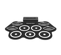 SUNGOOYUE Batterie électronique, Kit Midi D'entraînement Enroulable avec 9 Tambours, 2 Pédales, Fonction D'enregistrement, pour Enfants Débutants, Apprentissage Musical, Performance (Prise UE)