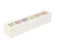 SUNGOOYUE Boîte de Rangement de thé en Bois, Support de Sachet de thé Noir avec 6 Compartiments, Décor de Couvercle éClairé Clair, Organisateur de Coffre à Rétro pour Sachets de, Sachets de Sucre,