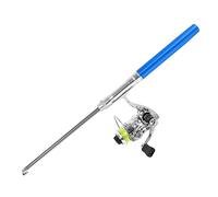 SUNGOOYUE Canne à Pêche Portable en Forme de Mini Stylo, Canne à Pêche Rétractable Ultra Légère en Alliage D'aluminium D'aviation avec Roue Rotative en Métal, Rapport de Vitesse 4,3: 1, (Blue)