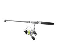 SUNGOOYUE Canne à Pêche Portable en Forme de Mini Stylo, Canne à Pêche Rétractable Ultra Légère en Alliage D'aluminium D'aviation avec Roue Rotative en Métal, Rapport de Vitesse 4,3: 1, (Black)