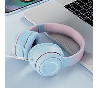SUNGOOYUE Casque Bluetooth, Casque Supra-auriculaire sans Fil avec Pilote Dynamique de 40 Mm, Conception Pliable avec Suppression du Bruit des Basses Lourdes, avec Lumière, pour Téléphone, (Blue)
