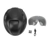 SUNGOOYUE Casque de Vélo avec Casque de Cyclisme Technologique avec Circonférence de Tête Réglable à la Lumière LED jusqu'à 65 Cm de Lunettes Intégrées pour Le Vélo de Route de Montagne (Black)