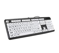 SUNGOOYUE Clavier Basse Vision Filaire USB pour Personnes Âgées - Touches Blanches à Gros Caractères (Noir)