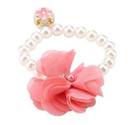 SUNGOOYUE Collier de Perles pour Animaux de Compagnie, Collier de Chien en Forme de Fleur de Perles ABS avec Cloche, élastique de 22 à 40 Cm, Boucle Réglable, Bijoux à Porter au Quotidien pour (Pink)