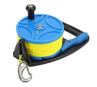 SUNGOOYUE Enrouleur de Corde d'ancrage, Moulinets de Plongée Bobine de Corde d'ancrage Multi-usages avec Clip de Fil de 83 M pour la Plongée en Exil dans Les Grottes (Roue Bleue)