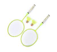 SUNGOOYUE Ensemble de Raquettes de Badminton pour Enfants, 2 Raquettes avec 2 Balles et Housse de Protection, Couleurs Fluorescentes pour Les Sports de Plein Air, Jouet de Coordin (Jaune Fluo)