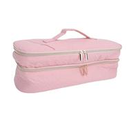 SUNGOOYUE Étui de Transport Double Couche, Sac de Rangement Portable pour Sèche-Cheveux Shark Flex et Outils de Coiffure, Organisateur en Tissu Peau de Pêche (Rose)